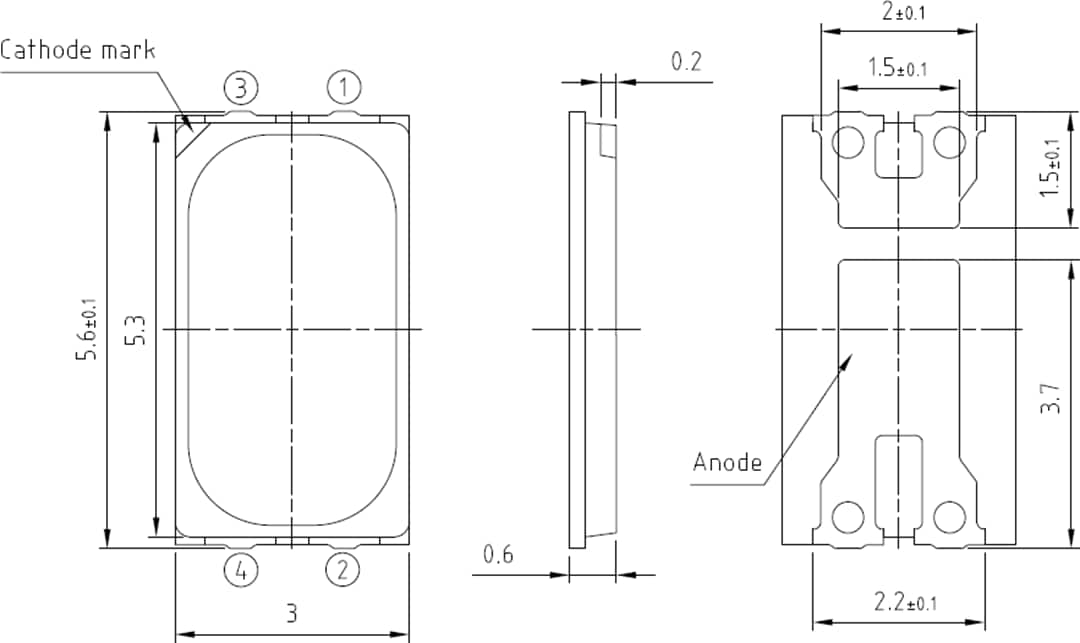 Mechanical Drawing - ams OSRAM DURIS® E5 LEDs (Version 3.2)