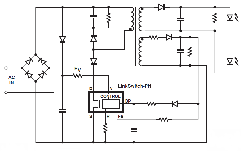 Schematic - Power Integrations LinkSwitch™-PH LED Driver ICs