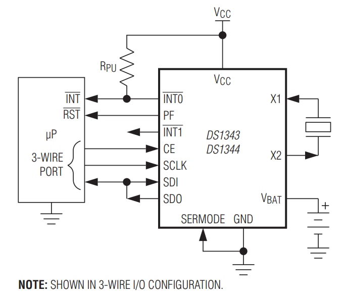 Analog Devices / Maxim Integrated DS134x Low-Current SPI / 3-Wire RTCs