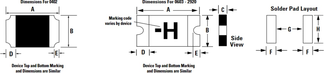 Mechanical Drawing - Littelfuse Low Rho SMD PPTCs