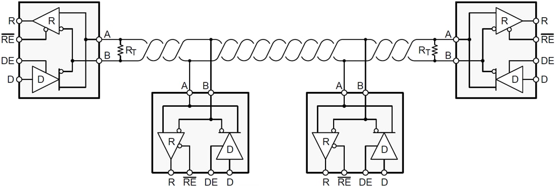 Application Circuit Diagram - Texas Instruments SN65HVD7x 3.3V-Supply RS-485 Interface ICs