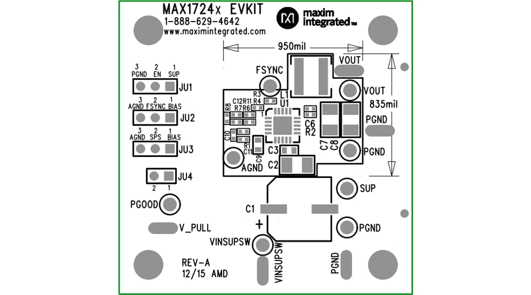 Mechanical Drawing - Analog Devices / Maxim Integrated MAX17242EVKIT & MAX14243EVKIT Evaluation Kits
