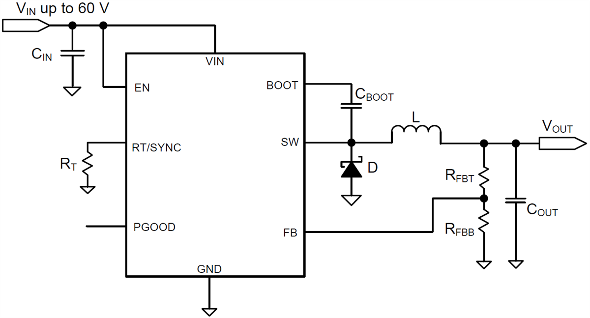 Schematic - Texas Instruments LMR16020 SIMPLE SWITCHER® Step-Down Converter