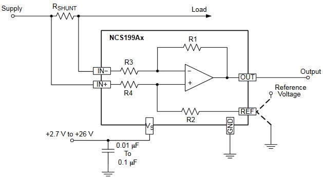Schematic - onsemi NCS199A Current Sense Amplifiers
