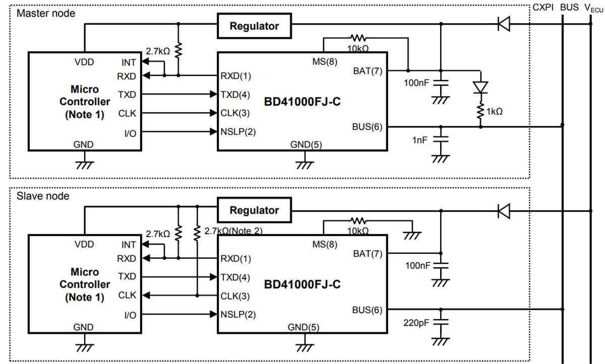Application Circuit Diagram - ROHM Semiconductor BD41030 LIN & CXPI Transceiver ICs