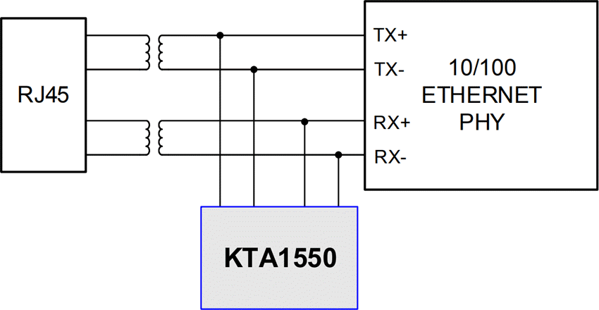 Application Circuit Diagram - Kinetic Technologies KTA1550 & KTA1552 Active EMI & ESD Suppressors