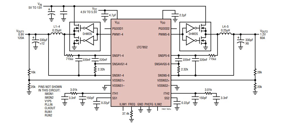 Application Circuit Diagram - Analog Devices Inc. LTC7852 Switching Controllers