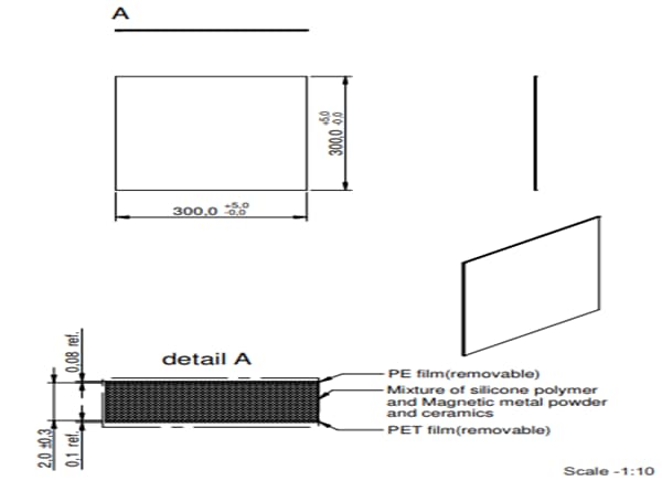 Mechanical Drawing - Würth Elektronik WE-FAS TC Thermal Conductive & EMI Absorbers