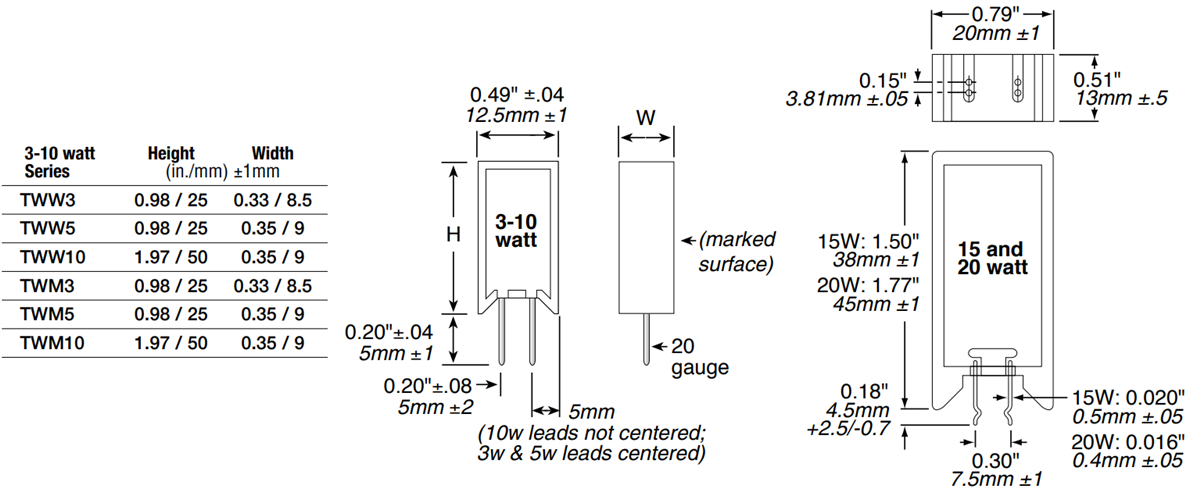 Ohmite TWM/TWW Radial Terminal Power Resistors