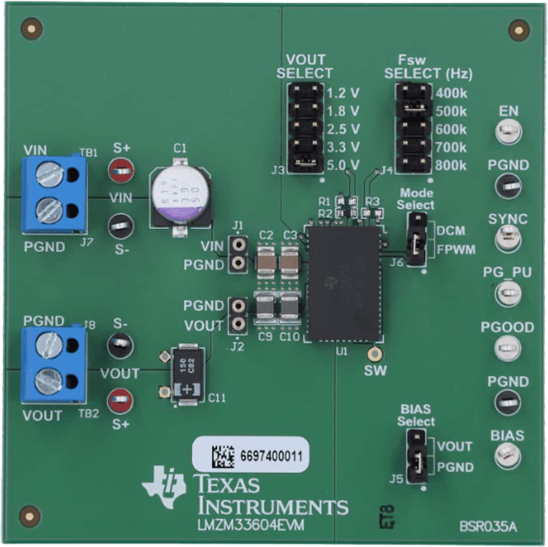 Mechanical Drawing - Texas Instruments LMZM33604EVM Power Module Evaluation Board (EVM)