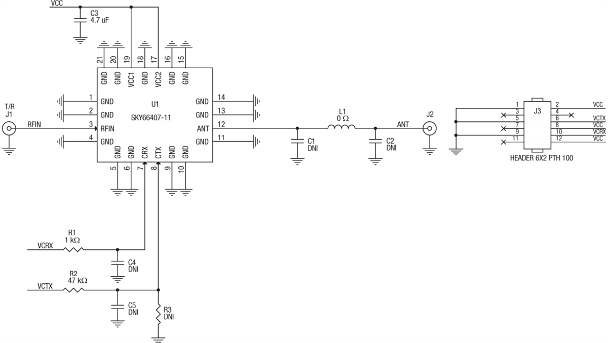 Schematic - Skyworks Solutions Inc. SKY66407-11EK1 Evaluation Board