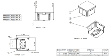 Mechanical Drawing - Ledil ROSE LED Lighting Lens Assemblies