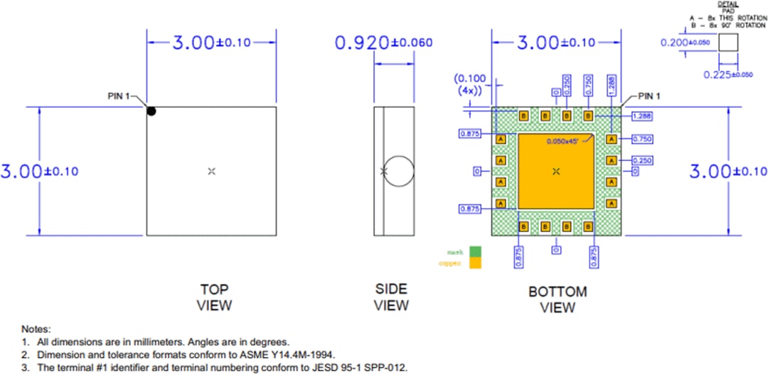 Mechanical Drawing - Qorvo QPF4530 5GHz Wi-Fi® Front End Module