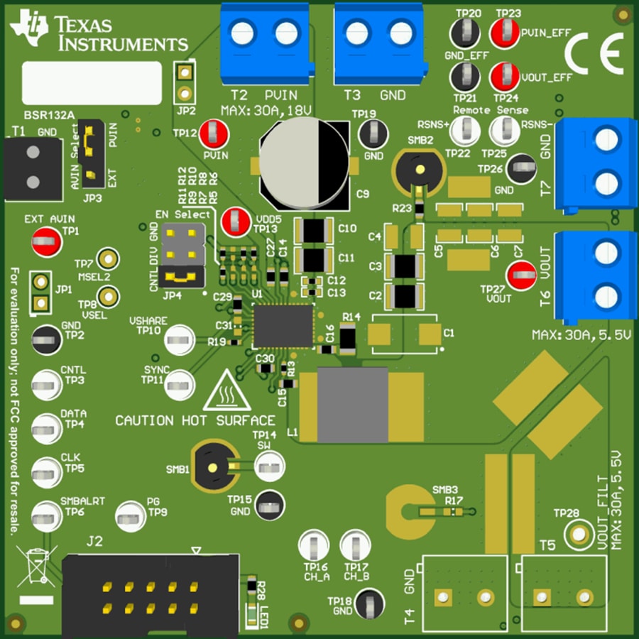 Mechanical Drawing - Texas Instruments TPS546A24AEVM-1PH Converter Evaluation Module