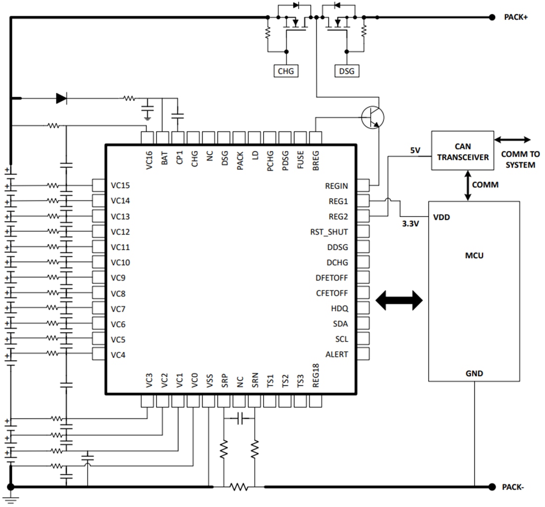 Schematic - Texas Instruments bq76952 High-Accuracy Battery Monitor & Protector