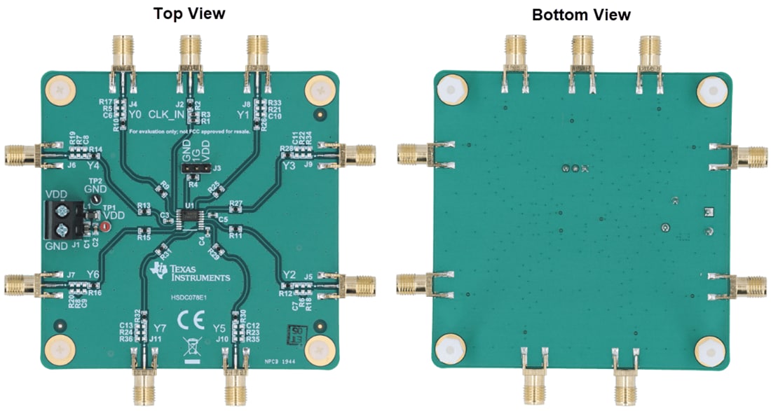 Mechanical Drawing - Texas Instruments LMK1C1104EVM Clock Buffer Evaluation Module (EVM)