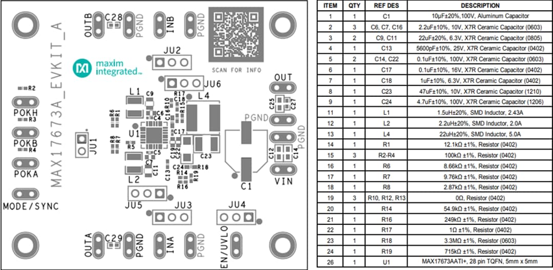 Mechanical Drawing - Analog Devices Inc. MAX17673AEVKIT Evaluation Kit
