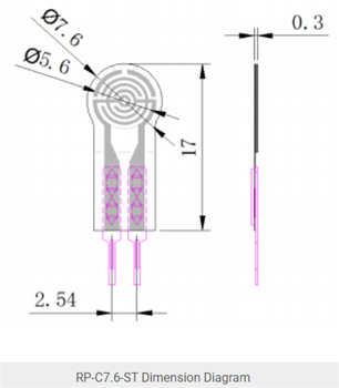 Mechanical Drawing - DFRobot RP Series Thin Film Pressure Sensors