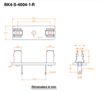 Mechanical Drawing - Eaton Electronics S-4000 Series Fuse Holders