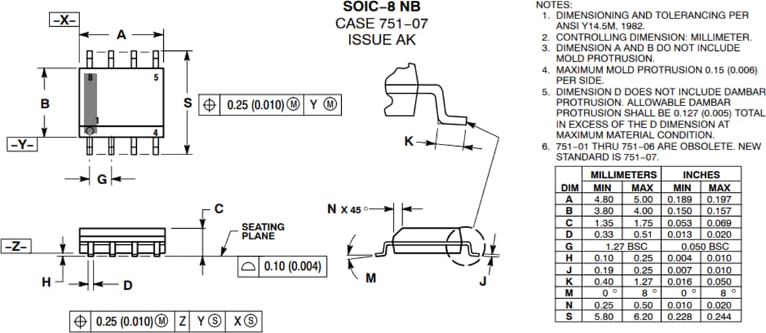 Mechanical Drawing - onsemi NCD57201 & NCV57201 Half Bridge Gate Drivers