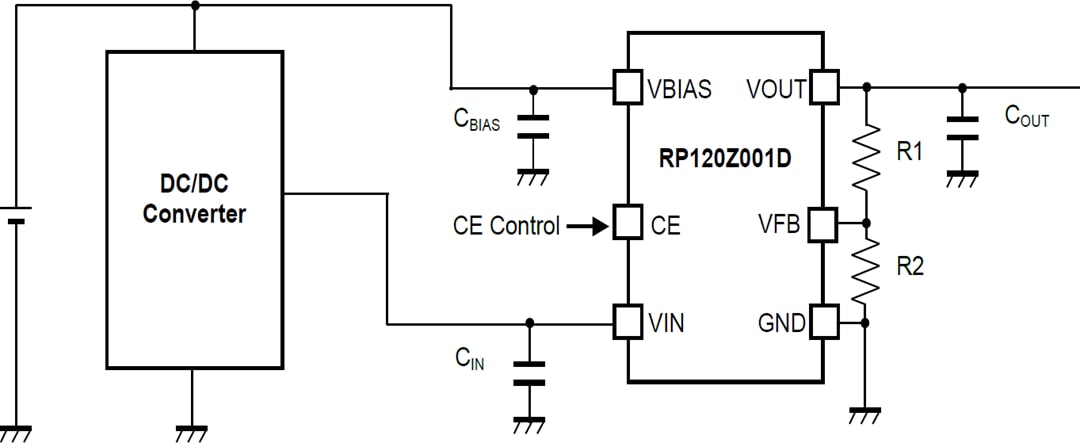 Application Circuit Diagram - Nisshinbo RP120Z LDO Regulators