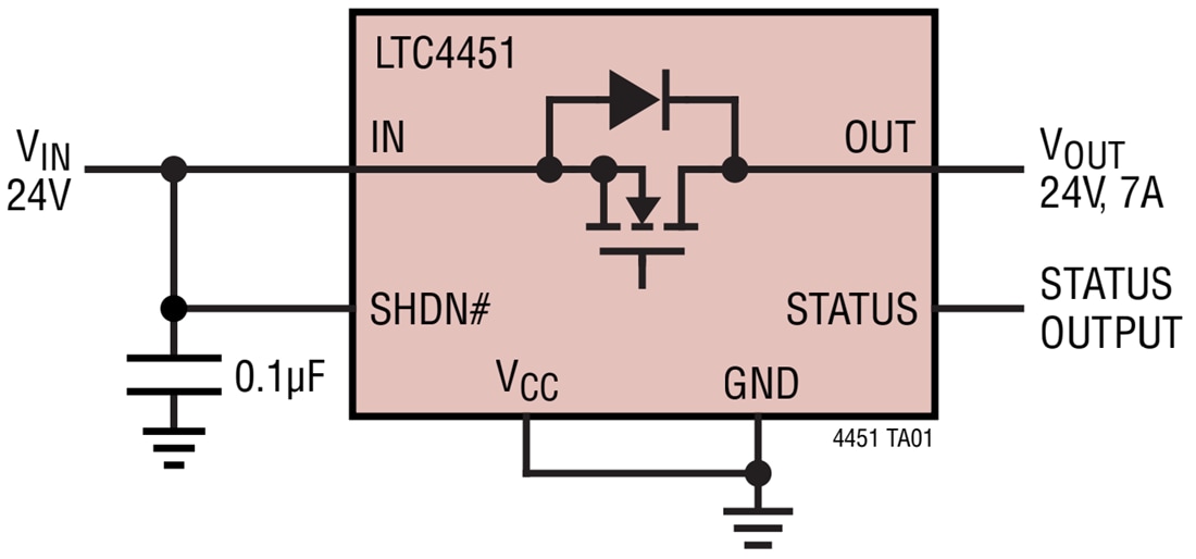 Application Circuit Diagram - Analog Devices Inc. LTC4451 40V 7A Ideal Diode