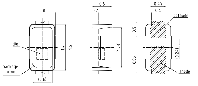 Mechanical Drawing - ams OSRAM FIREFLY® E1608 CH DELSS1.22 LED