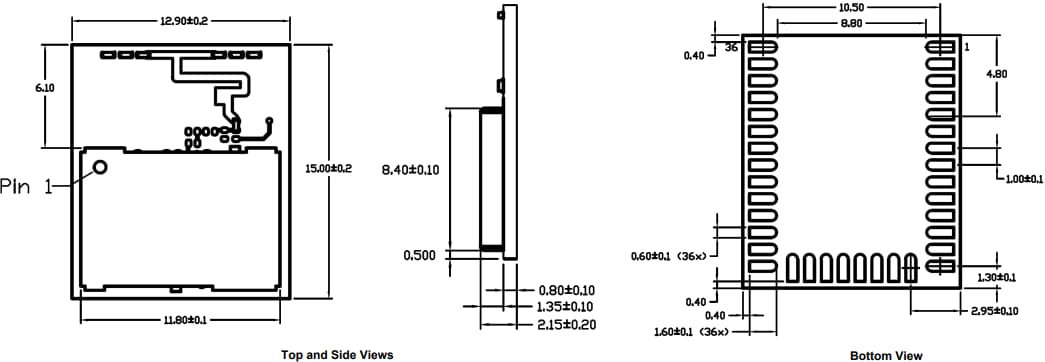 Mechanical Drawing - Silicon Labs MGM240P Modules