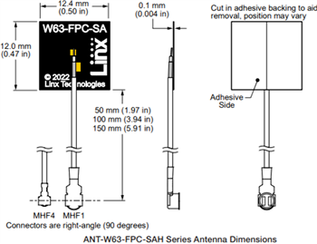 Mechanical Drawing - TE Connectivity / Linx Technologies ANT‐W63-FPC Wi-Fi® 6/6E Antennas