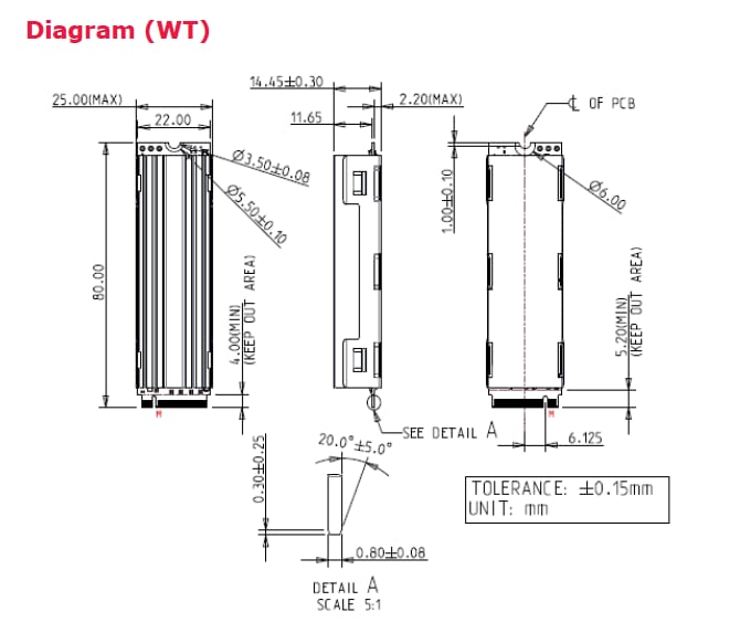 Mechanical Drawing - Innodisk M.2 (P80) 4TG2-P SSDs