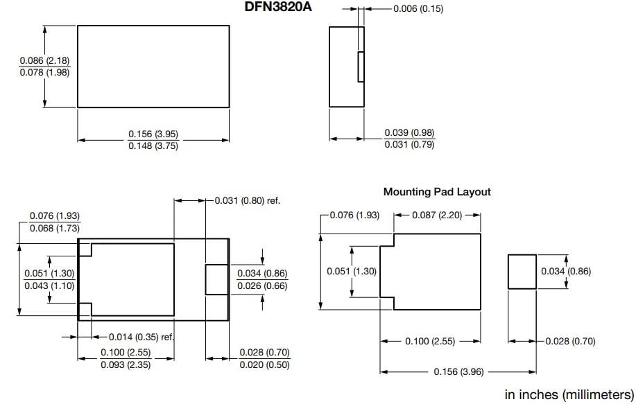 Mechanical Drawing - Vishay DFN3820A Trench MOS Barrier Schottky Rectifiers