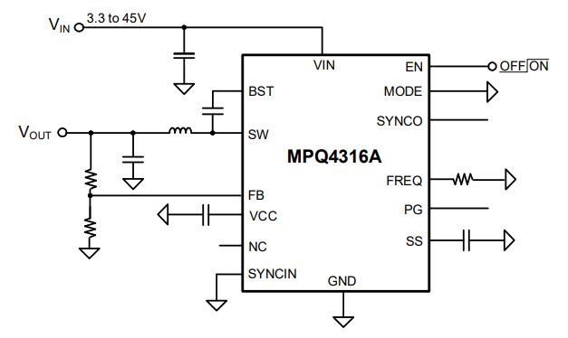 Application Circuit Diagram - Monolithic Power Systems (MPS) MPQ4316A Synchronous Step-Down Converters
