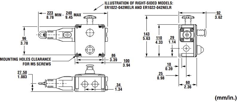 Mechanical Drawing - Omron Industrial Automation ER1022 Rope Pull Emergency-Stop Switches