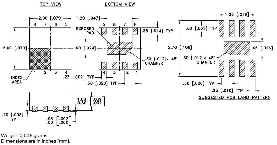 Mechanical Drawing - Mini-Circuits PMA2-162LNA+ SMT Low Noise Amplifier