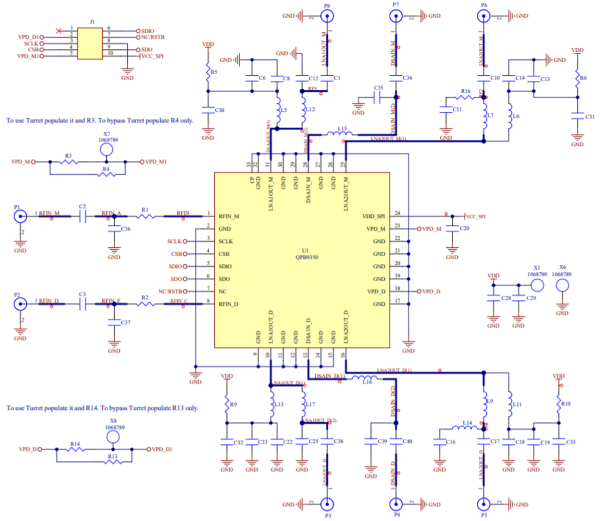 Schematic - Qorvo 0.7GHz to 1.0GHz QPB9350EVB Evaluation Board