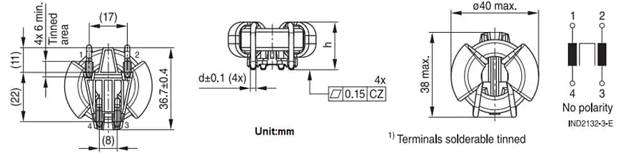 Mechanical Drawing - EPCOS / TDK B82725S2xA0 SurfIND High-Current Chokes