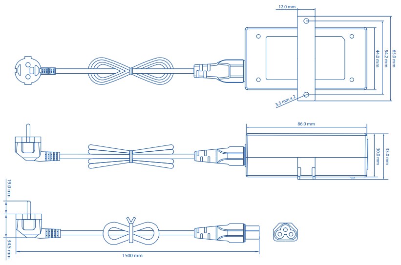 Mechanical Drawing - Teltonika PR324EUB EU Single Port Passive PoE Injector