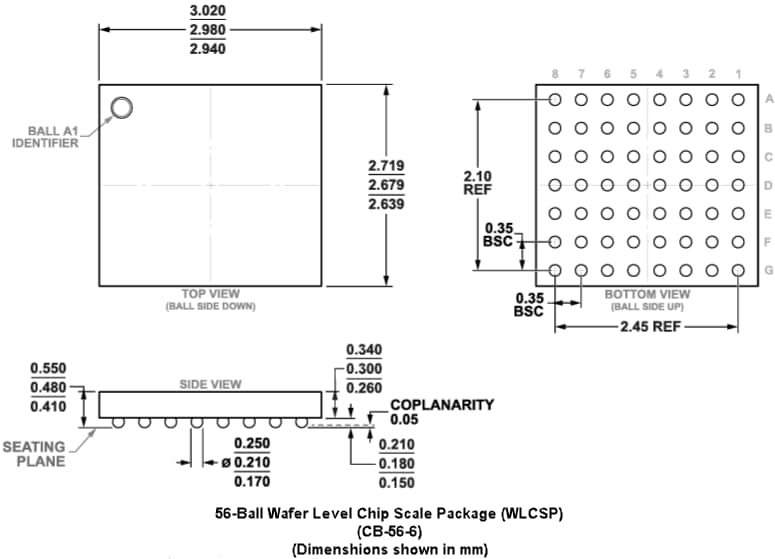 Mechanical Drawing - Analog Devices Inc. ADAU1860/1860-1 Low Power Codecs with Audio DSPs