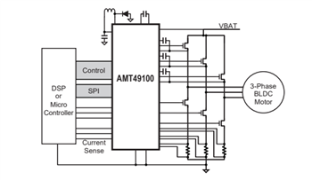 Application Circuit Diagram - Allegro MicroSystems AMT49100 & AMT49101 Three-Phase MOSFET Drivers