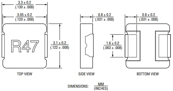 Mechanical Drawing - Bourns SRP0310F Shielded Power Inductors