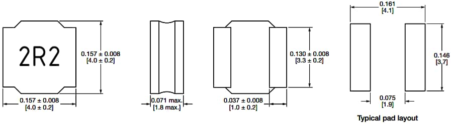Mechanical Drawing - Vishay / Dale IFSC1616AH-01 Shielded SMD Ferrite Power Inductors