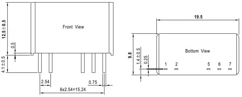 Mechanical Drawing - MEAN WELL GD2 IGBT DC-DC Converters