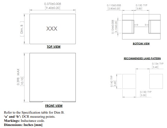 Mechanical Drawing - Abracon AVR-1Z090610S Vertically Assembled Power Inductors