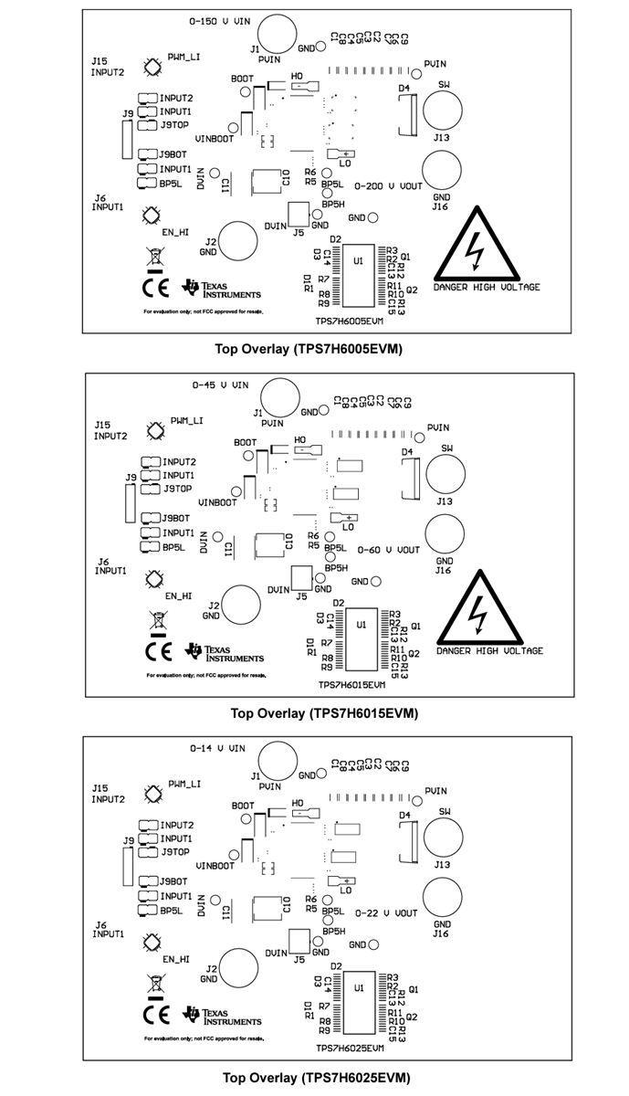 Mechanical Drawing - Texas Instruments TPS7H60x5EVM Evaluation Modules