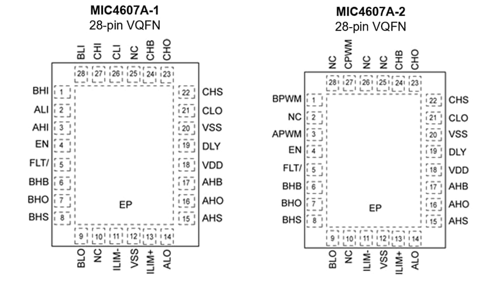 Mechanical Drawing - Microchip Technology MIC4607A Three-Phase MOSFET Drivers