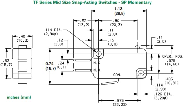 Mechanical Drawing - C&K Switches TF Mid-Size Snap-Acting Switches